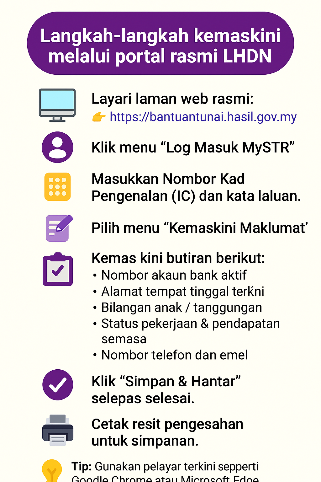 Cara Kemaskini Maklumat STR 2026 – Panduan Online & Manual 2 Cara Kemaskini Manual di Cawangan LHDN